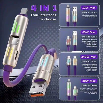 4-in-1 Multi Charging Cable with LED Indicators